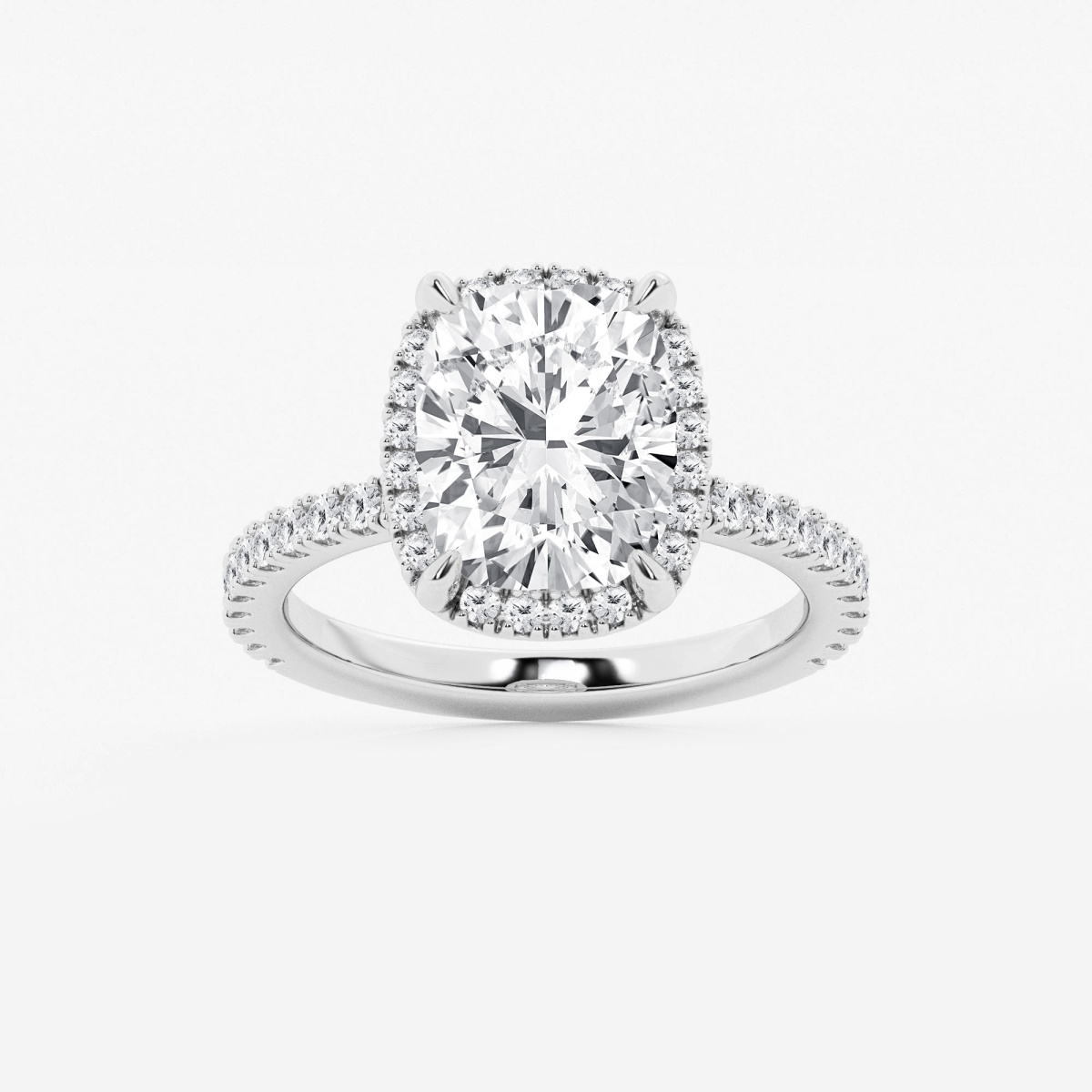 4 1/2 ctw Elongated Cushion Lab Grown Diamond Halo Engagement Ring